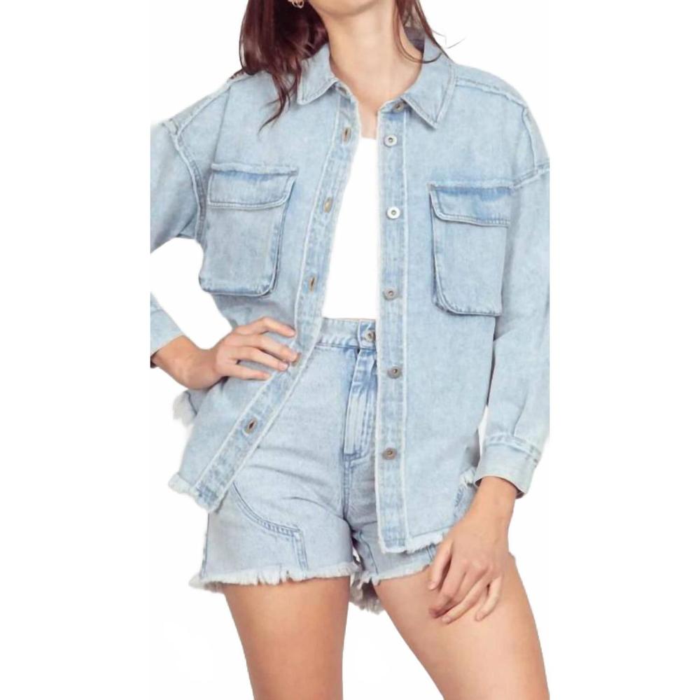 NEW VERY J oversized denim jacket in light indigo